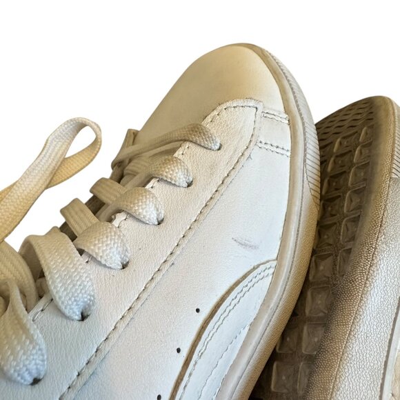 Puma Vikky Leather Sneaker White Gold Logo Lace-Up Tennis Shoes Size 8 Women's - Picture 8 of 13